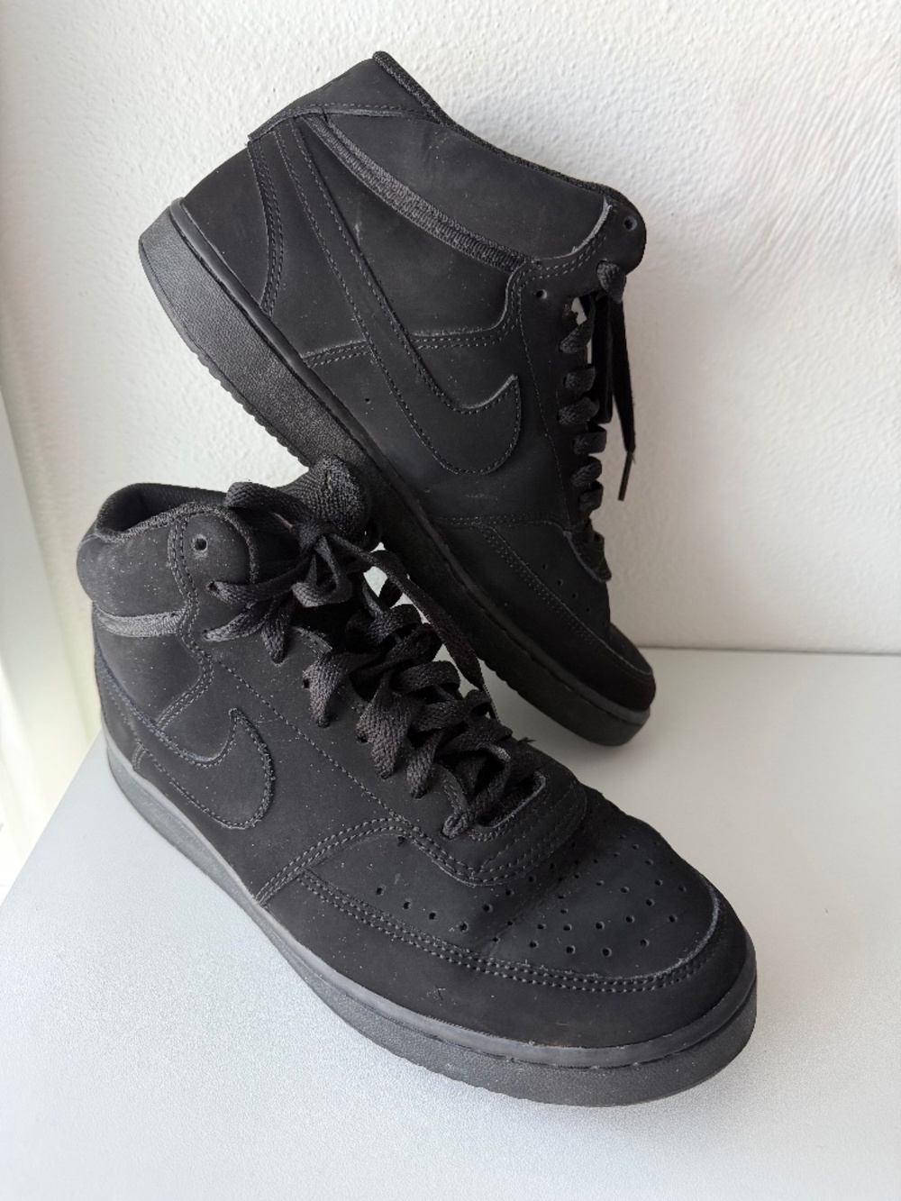 Nike Court Vision Mid Men's Mid Top Lace Up Triple Black CU6620-001 size 8